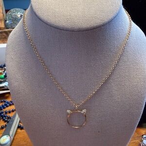 Elegant Gold Necklace with Crystal Accents-  Cat Necklace